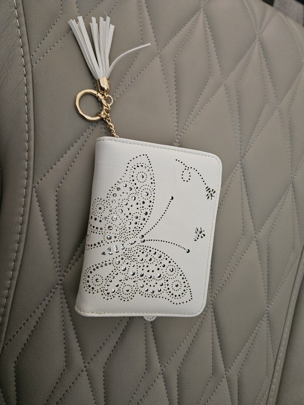 White Butterfly Wallet Keychain